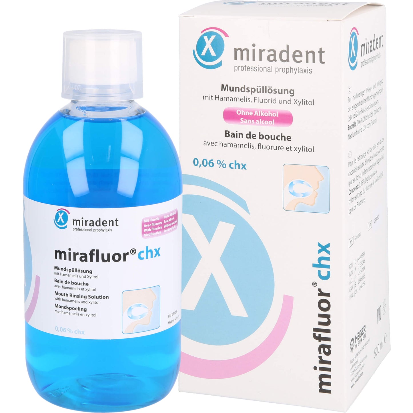 MIRADENT Mundspüllösung mirafluor CHX 0,06% 500 ml
