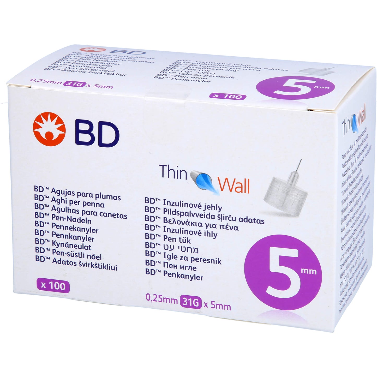 BD THIN Wall Pen-Nadeln 0,25 31 Gx5 mm 100 St