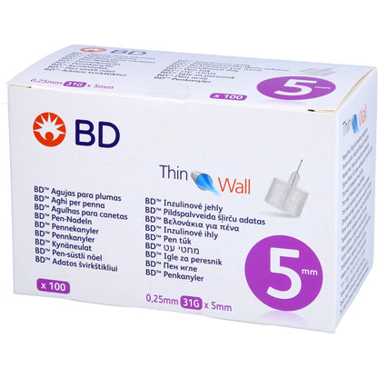 BD THIN Wall Pen-Nadeln 0,25 31 Gx5 mm 100 St