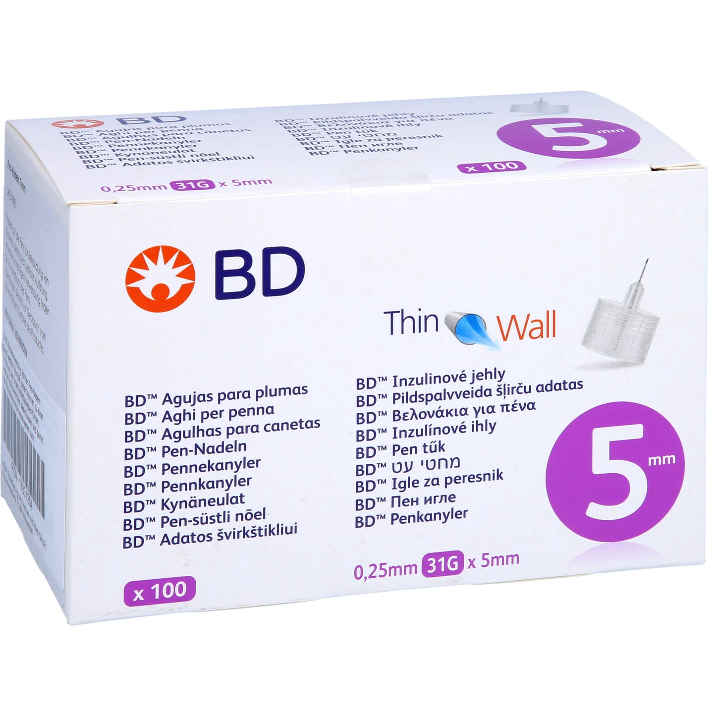 BD THIN Wall Pen-Nadeln 0,25 31 Gx5 mm 100 St