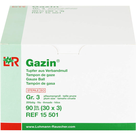 GAZIN Tupfer pflaumengroß steril Gr.3 20fädig 30X3 St