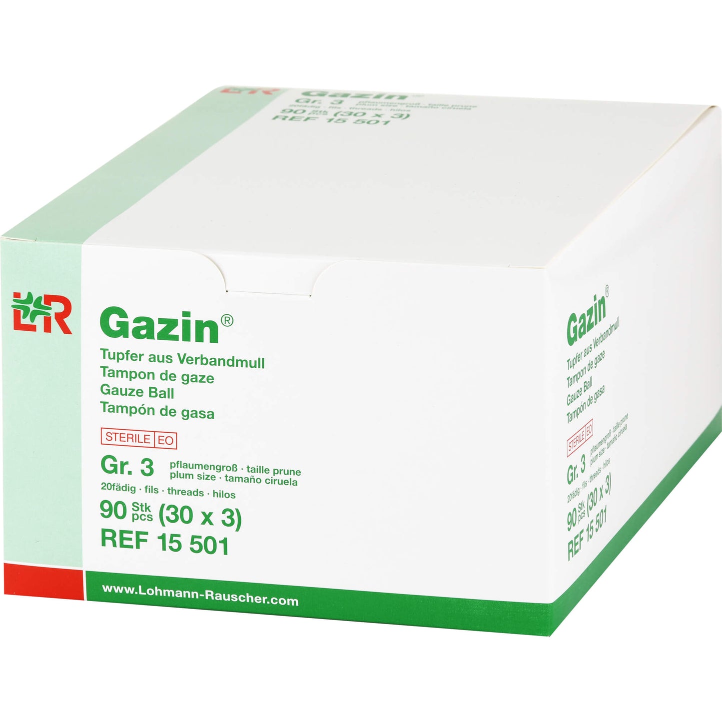 GAZIN Tupfer pflaumengroß steril Gr.3 20fädig 30X3 St