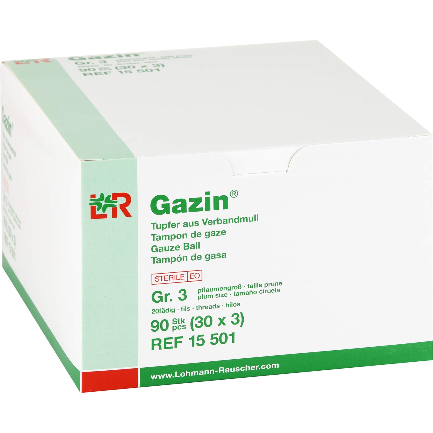 GAZIN Tupfer pflaumengroß steril Gr.3 20fädig 30X3 St