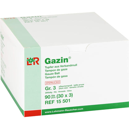 GAZIN Tupfer pflaumengroß steril Gr.3 20fädig 30X3 St