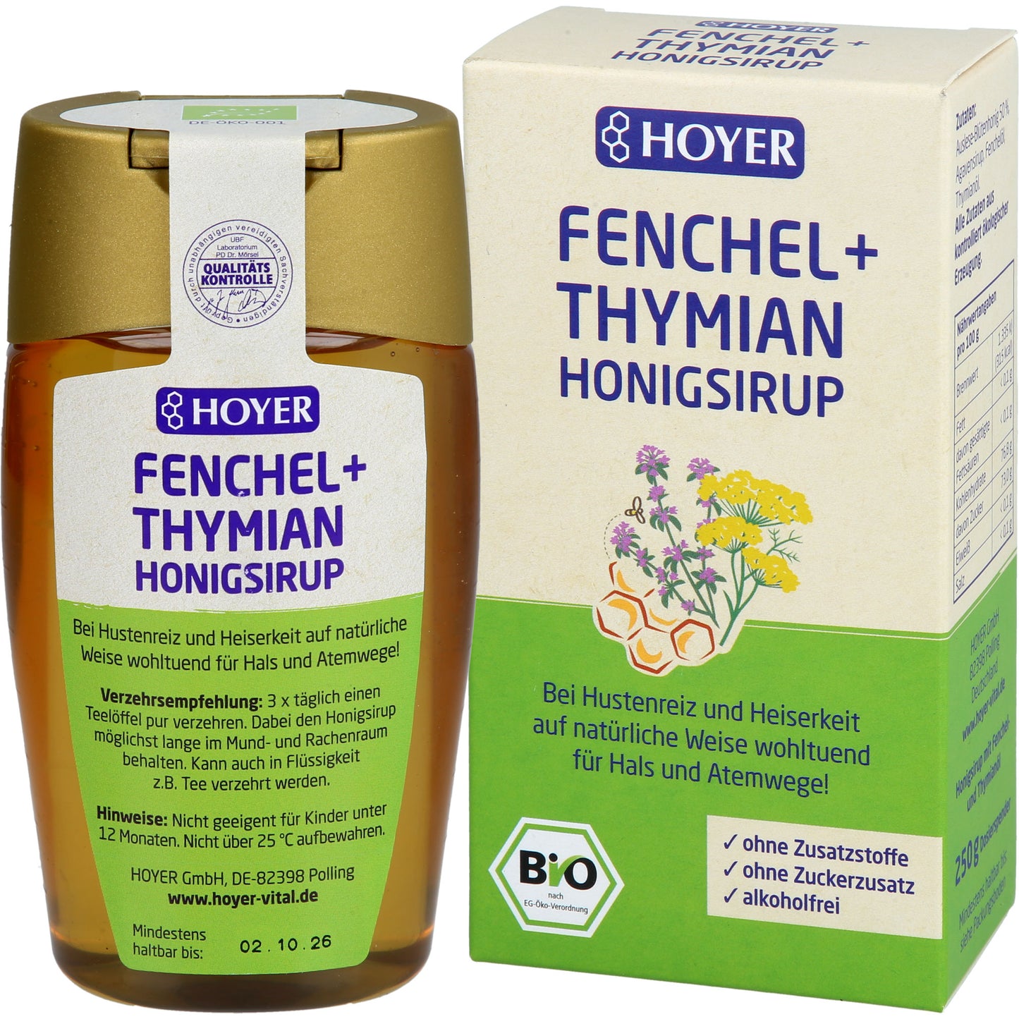 HOYER Fenchel+Thymian Honigsirup 250 g