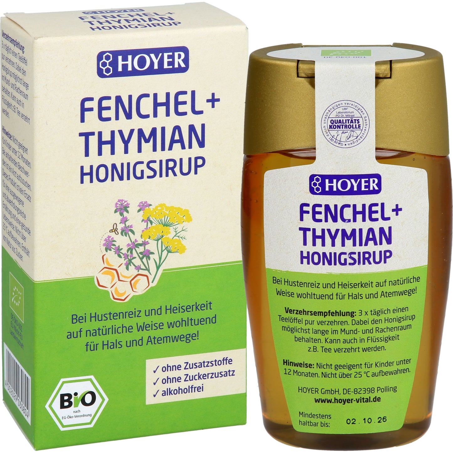 HOYER Fenchel+Thymian Honigsirup 250 g
