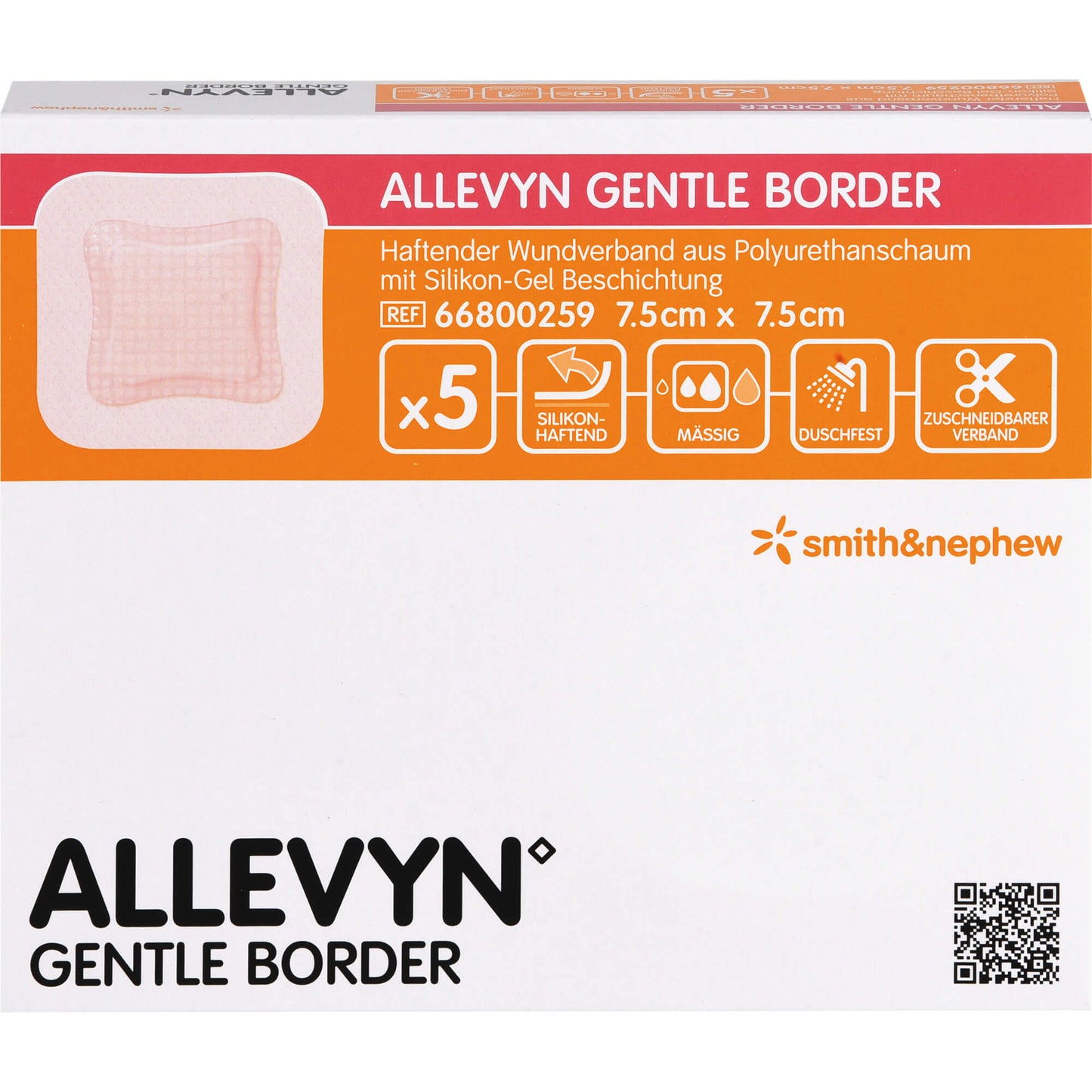 ALLEVYN Gentle Border 7,5x7,5 cm Schaumverb. 5 St