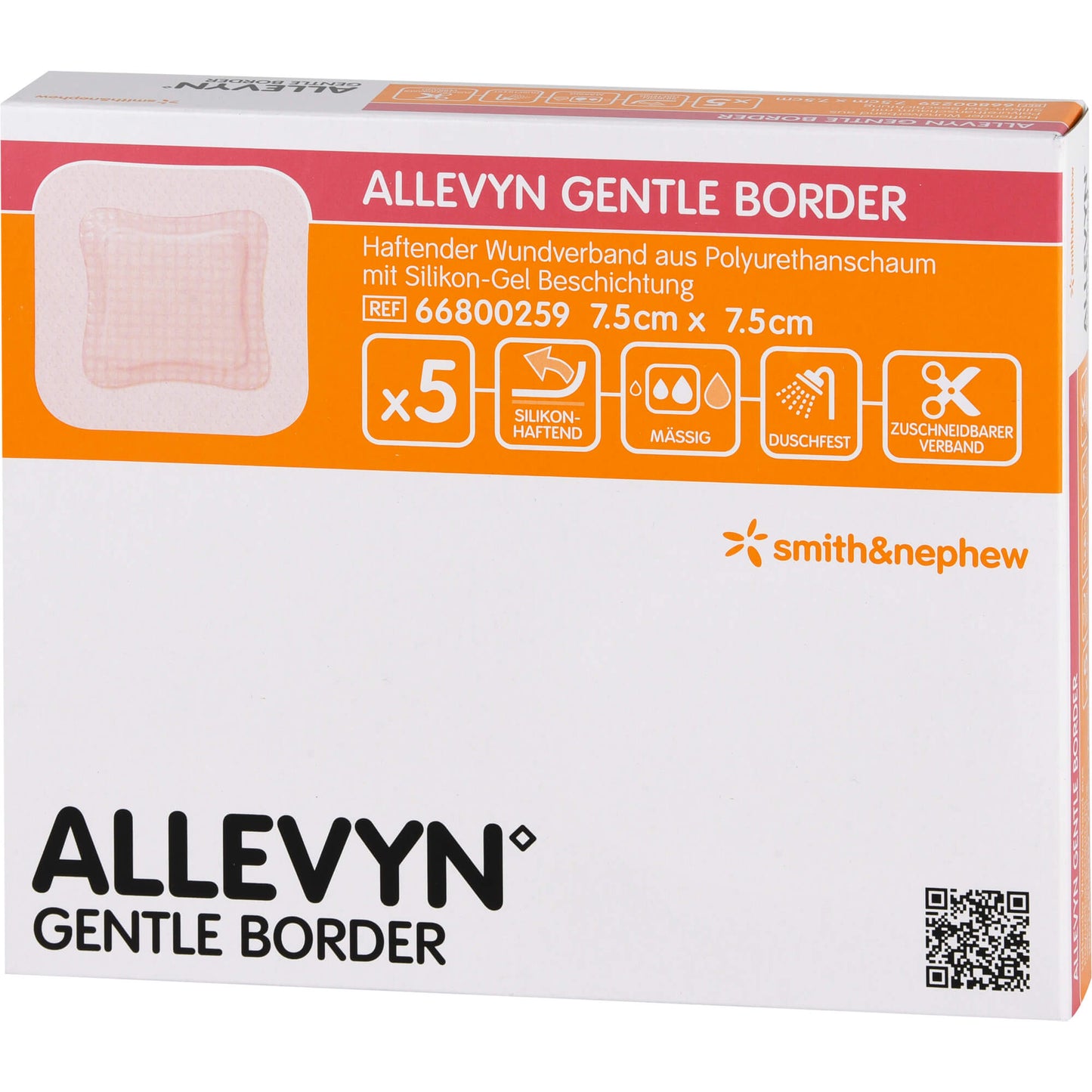 ALLEVYN Gentle Border 7,5x7,5 cm Schaumverb. 5 St