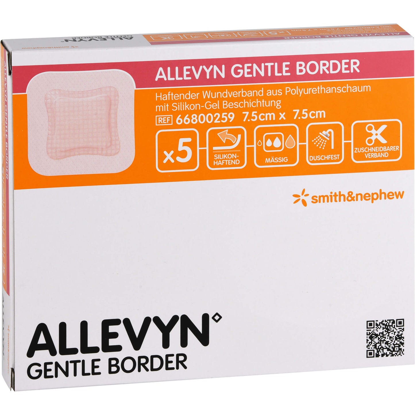 ALLEVYN Gentle Border 7,5x7,5 cm Schaumverb. 5 St