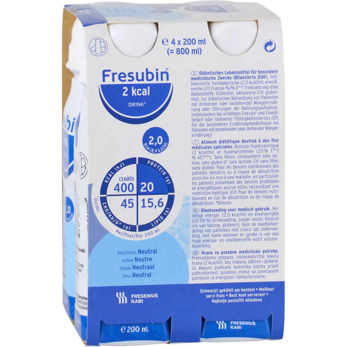 FRESUBIN 2 kcal DRINK Neutral Trinkflasche 4X200 ml