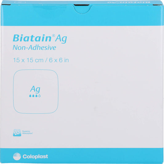 BIATAIN Ag Schaumverband 15x15 cm nicht haftend 5 St