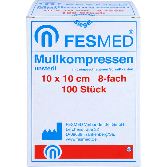 MULLKOMPRESSEN ES 10x10 cm unsteril 8fach 100 St