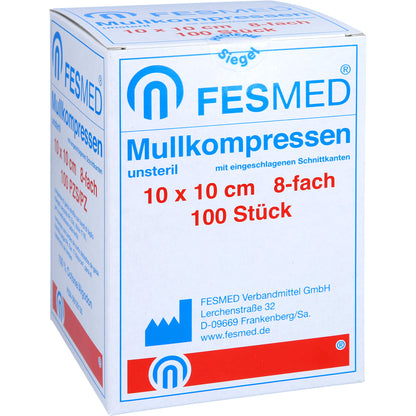 MULLKOMPRESSEN ES 10x10 cm unsteril 8fach 100 St