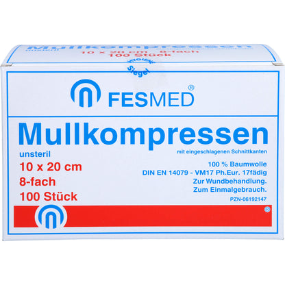 MULLKOMPRESSEN ES 10x20 cm unsteril 8fach 100 St