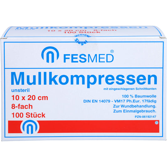 MULLKOMPRESSEN ES 10x20 cm unsteril 8fach 100 St