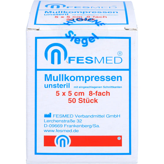 MULLKOMPRESSEN ES 5x5 cm unsteril 8fach 50 St