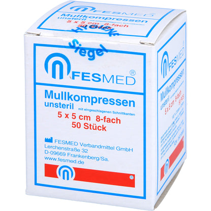 MULLKOMPRESSEN ES 5x5 cm unsteril 8fach 50 St