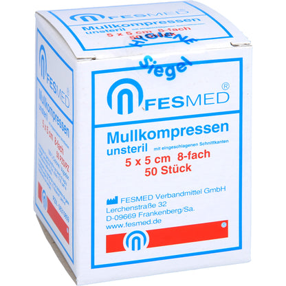 MULLKOMPRESSEN ES 5x5 cm unsteril 8fach 50 St