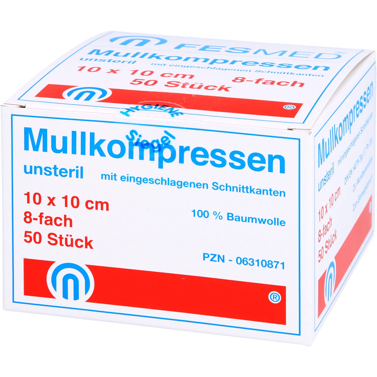 MULLKOMPRESSEN ES 10x10 cm unsteril 8fach 50 St