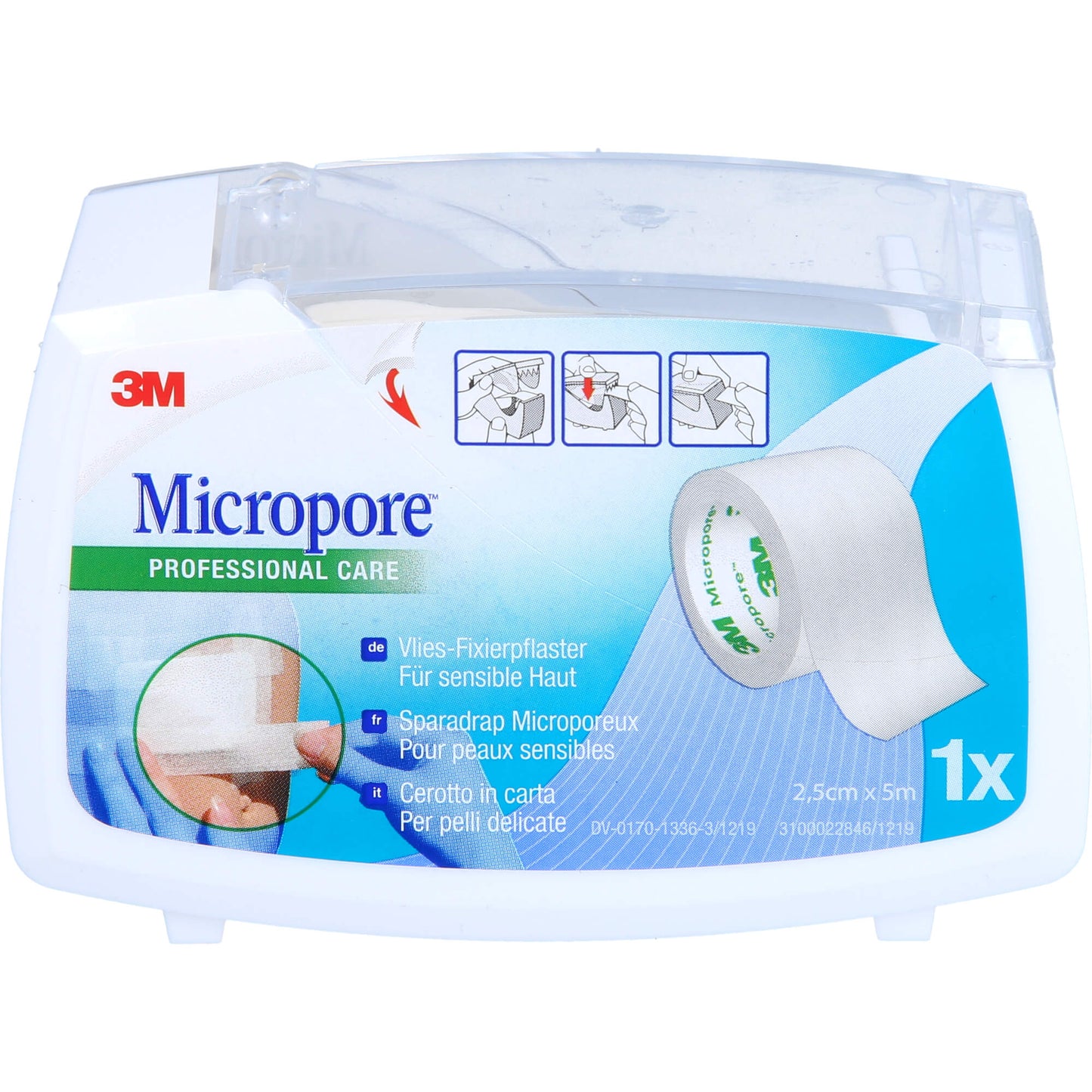 MICROPORE Vliespfl.2,5cmx5m m.Abroller 1530NP-1SD 1 St