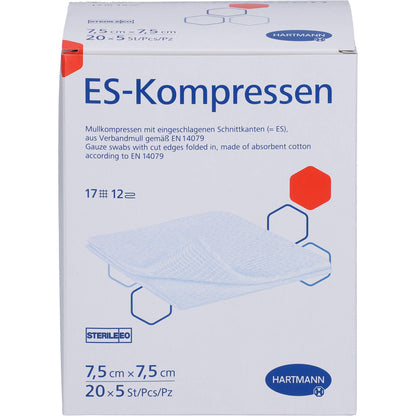 ES-KOMPRESSEN steril 7,5x7,5 cm 12fach Großpackung 20X5 St