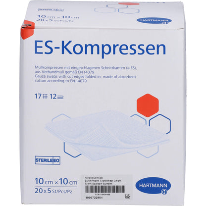 ES-KOMPRESSEN steril 10x10 cm 12fach Großpackung 20X5 St