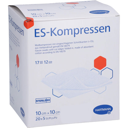 ES-KOMPRESSEN steril 10x10 cm 12fach Großpackung 20X5 St