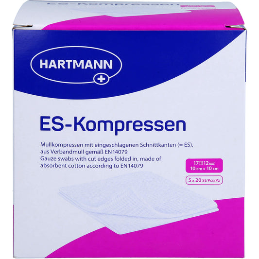 ES-KOMPRESSEN steril 10x10 cm 12fach Großpackung 5X20 St