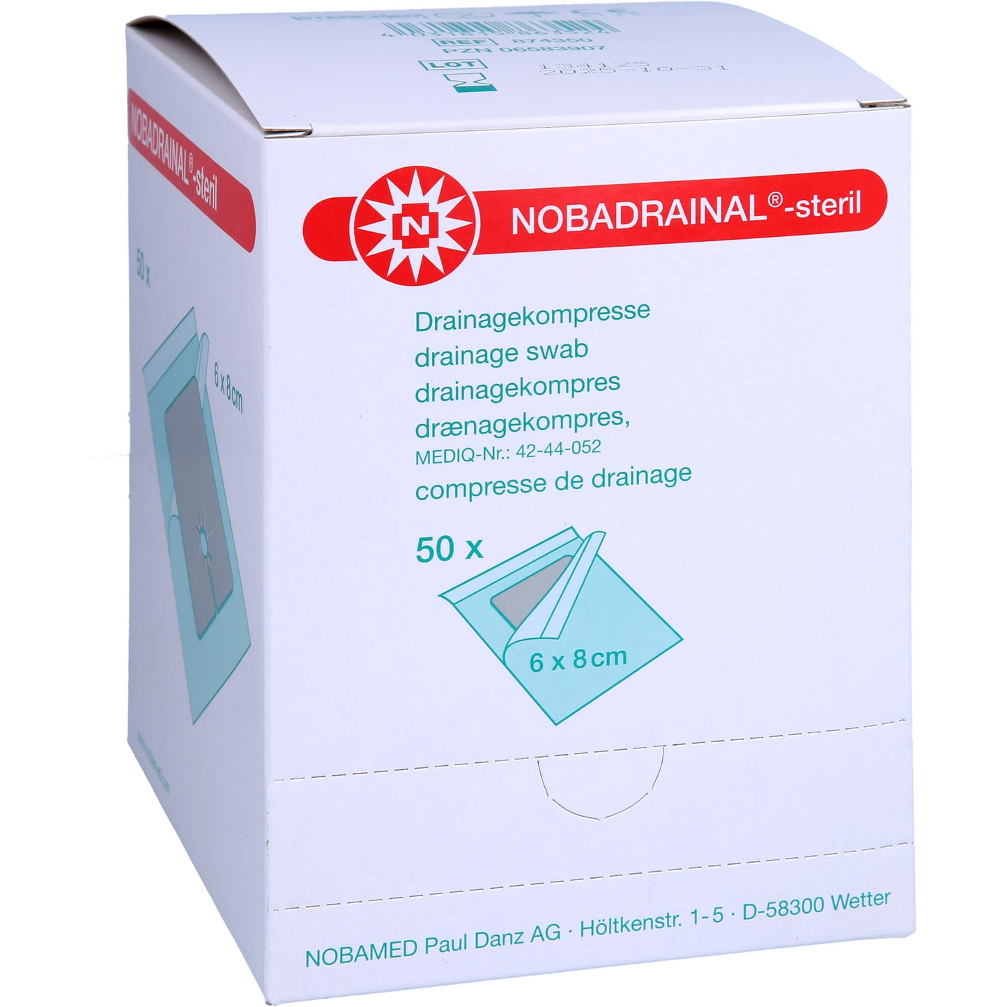 NOBADRAINAL Drainagekompressen Set 6x8 cm 50 St
