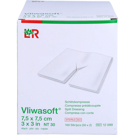 VLIWASOFT Schlitzkompressen 7,5x7,5 cm steril 4l. 50X2 St