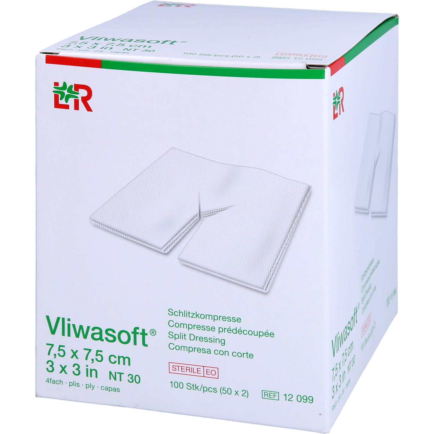 VLIWASOFT Schlitzkompressen 7,5x7,5 cm steril 4l. 50X2 St