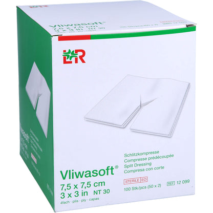VLIWASOFT Schlitzkompressen 7,5x7,5 cm steril 4l. 50X2 St