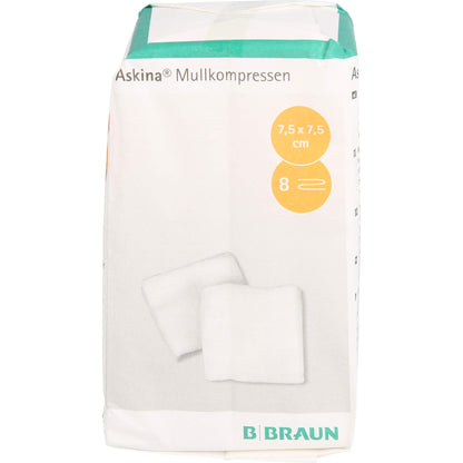 ASKINA Mullkompressen 7,5x7,5 cm unsteril 8fach 100 St