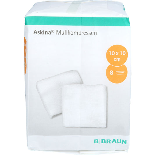 ASKINA Mullkompressen 10x10 cm unsteril 8fach 100 St