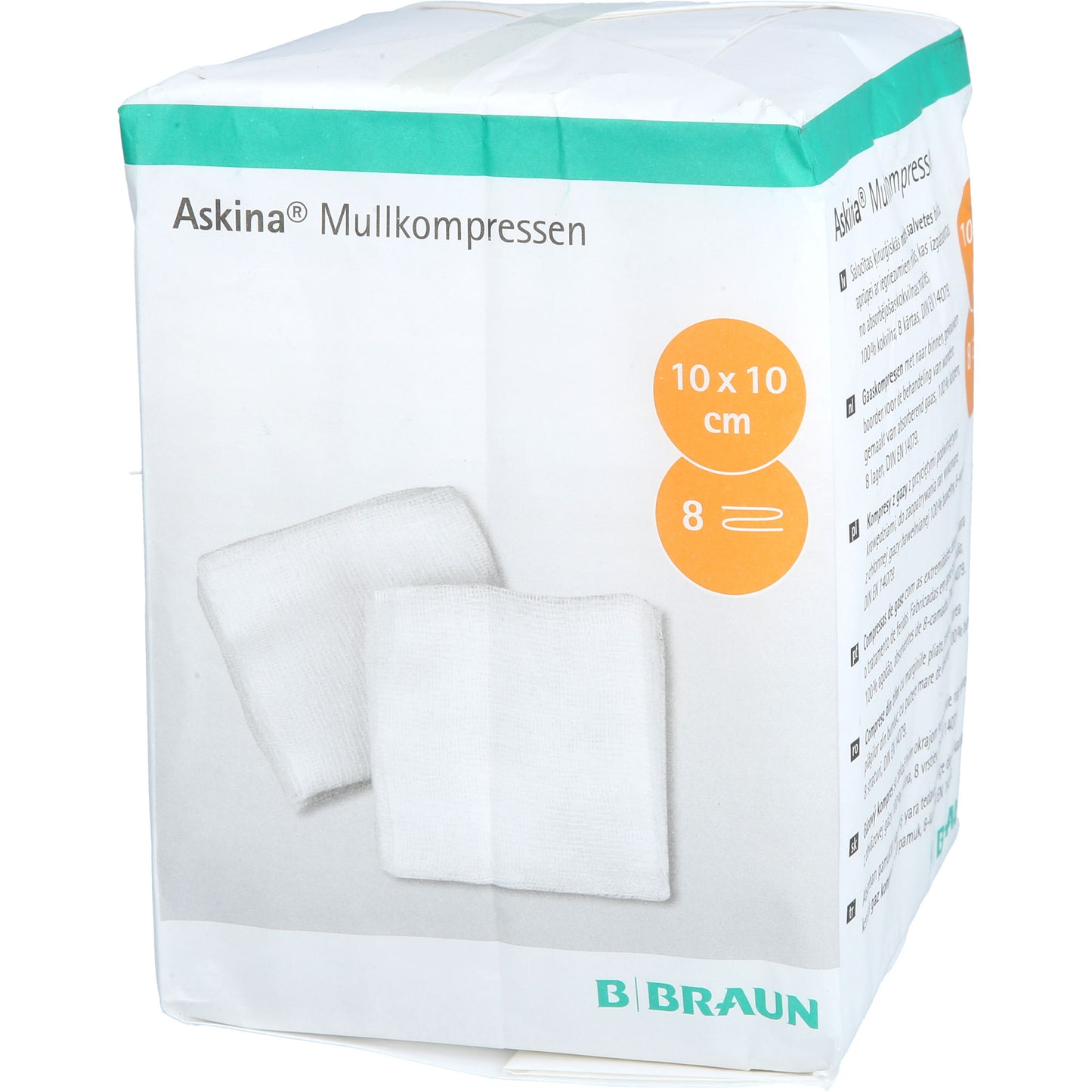 ASKINA Mullkompressen 10x10 cm unsteril 8fach 100 St