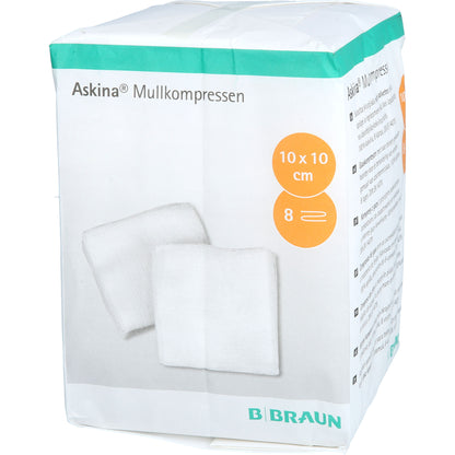 ASKINA Mullkompressen 10x10 cm unsteril 8fach 100 St