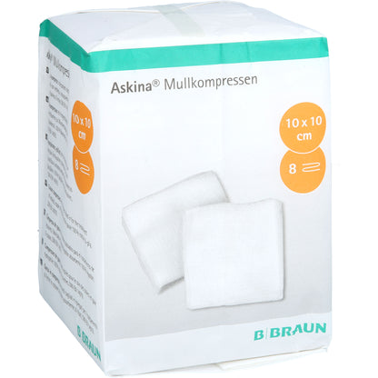 ASKINA Mullkompressen 10x10 cm unsteril 8fach 100 St