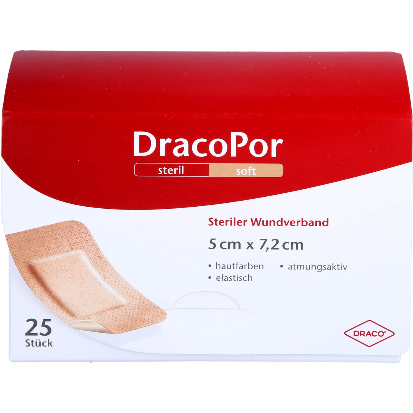DRACOPOR Wundverband 5x7,2 cm steril hautfarben 25 St