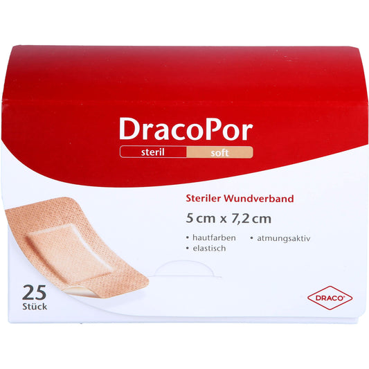 DRACOPOR Wundverband 5x7,2 cm steril hautfarben 25 St