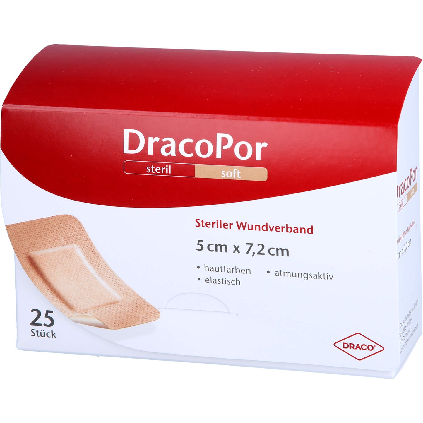 DRACOPOR Wundverband 5x7,2 cm steril hautfarben 25 St