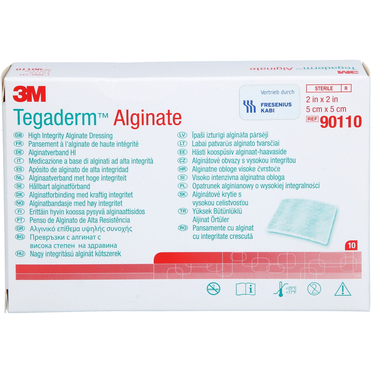 TEGADERM Alginate FK Kompressen 5x5 cm 90110 10 St
