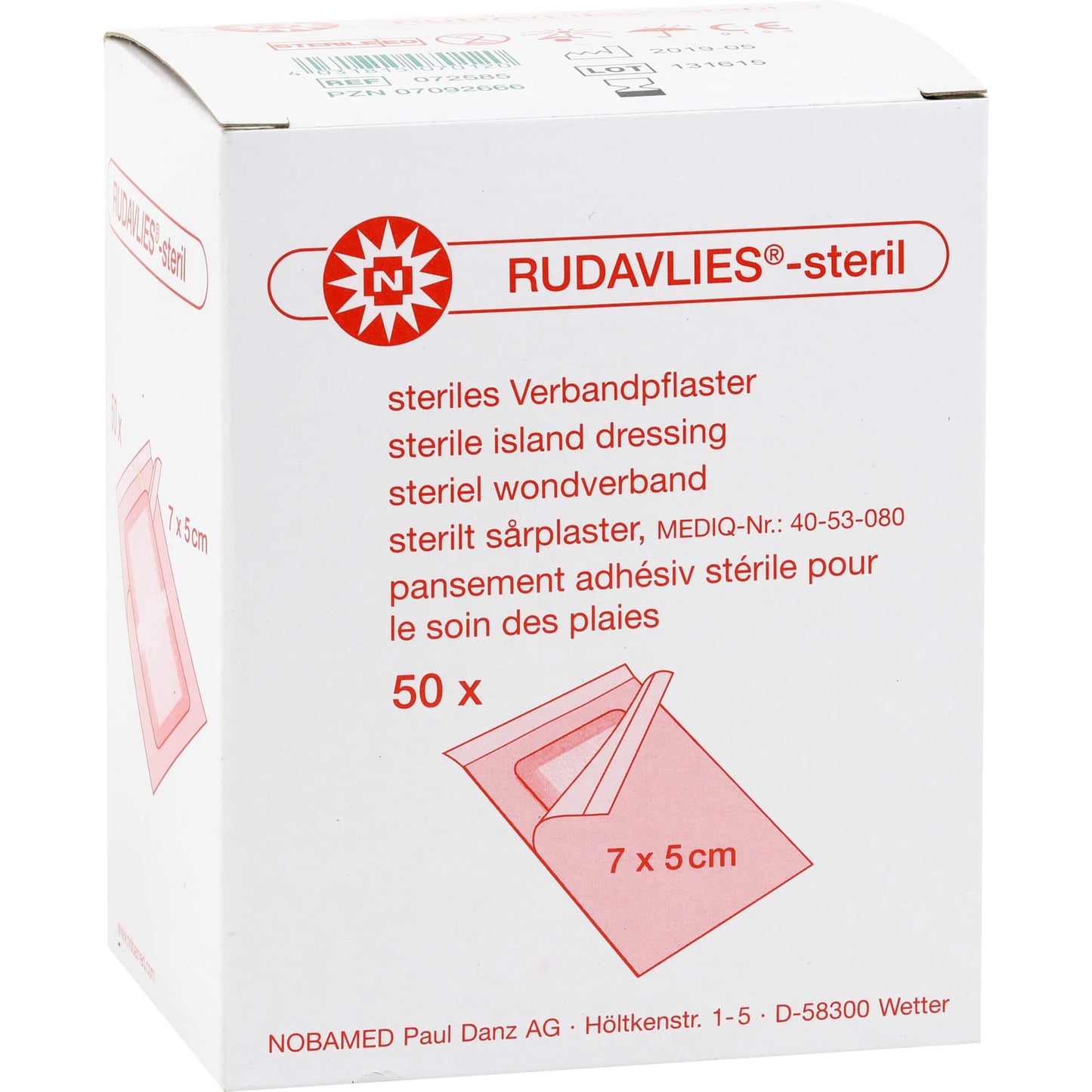 RUDAVLIES-steril Verbandpflaster 5x7 cm 50 St