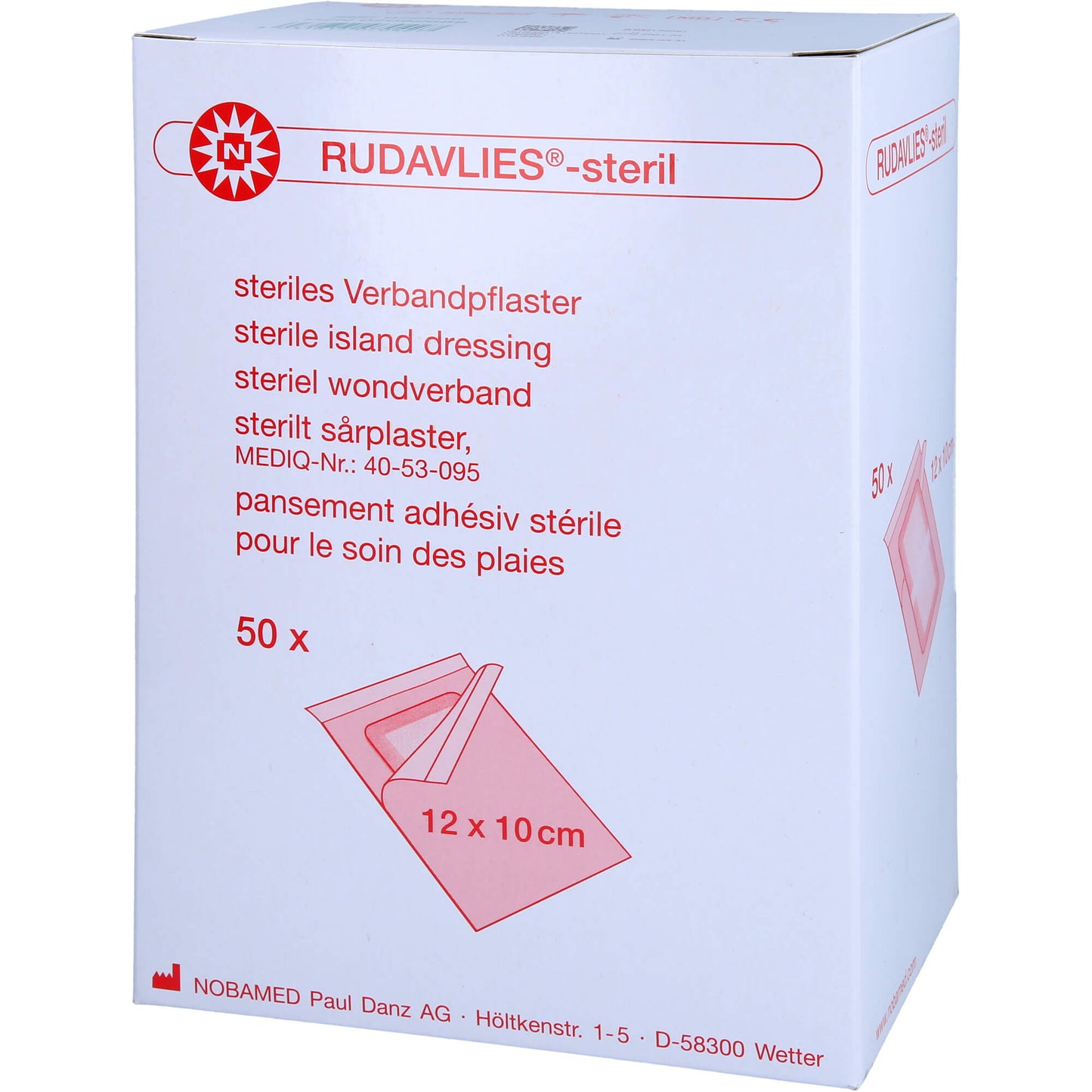 RUDAVLIES-steril Verbandpflaster 10x12 cm 50 St