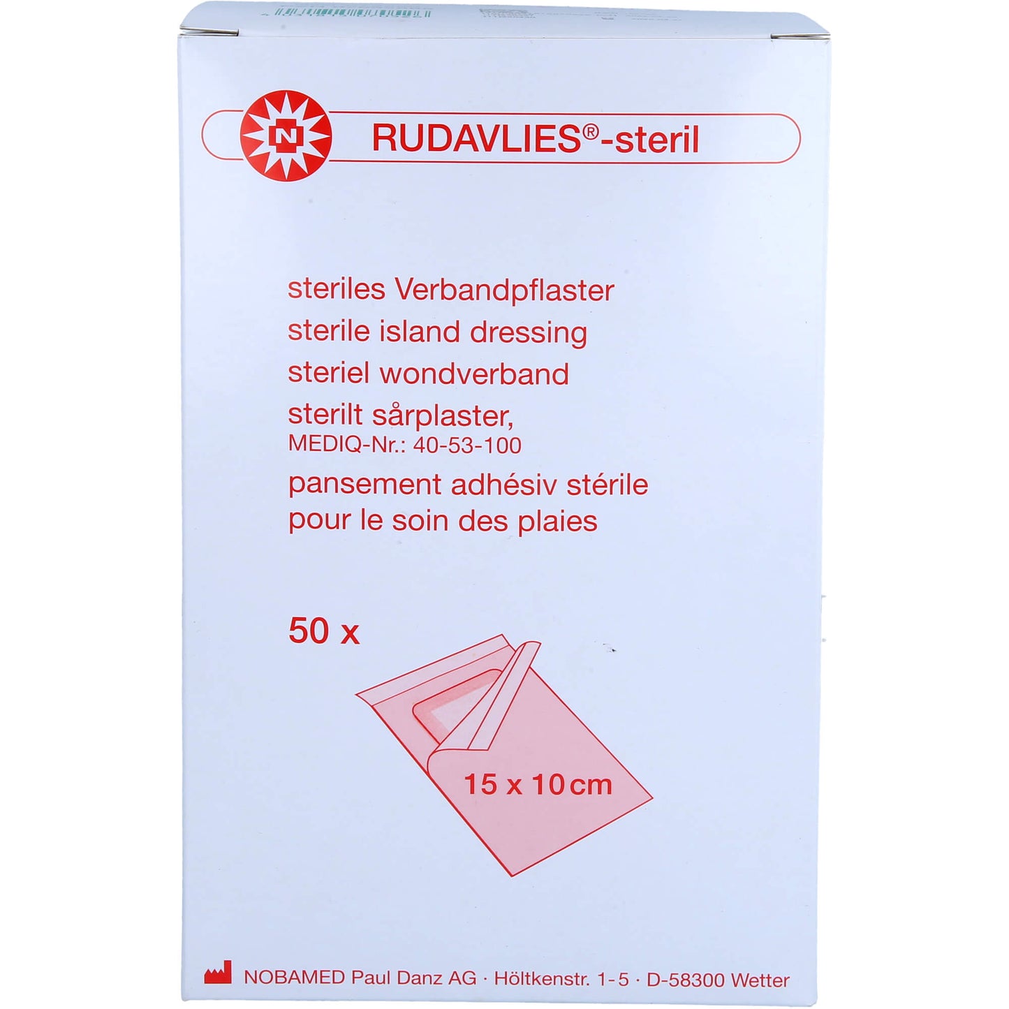 RUDAVLIES-steril Verbandpflaster 10x15 cm 50 St