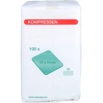 MULLKOMPRESSEN 10x10 cm unsteril 12fach 100 St