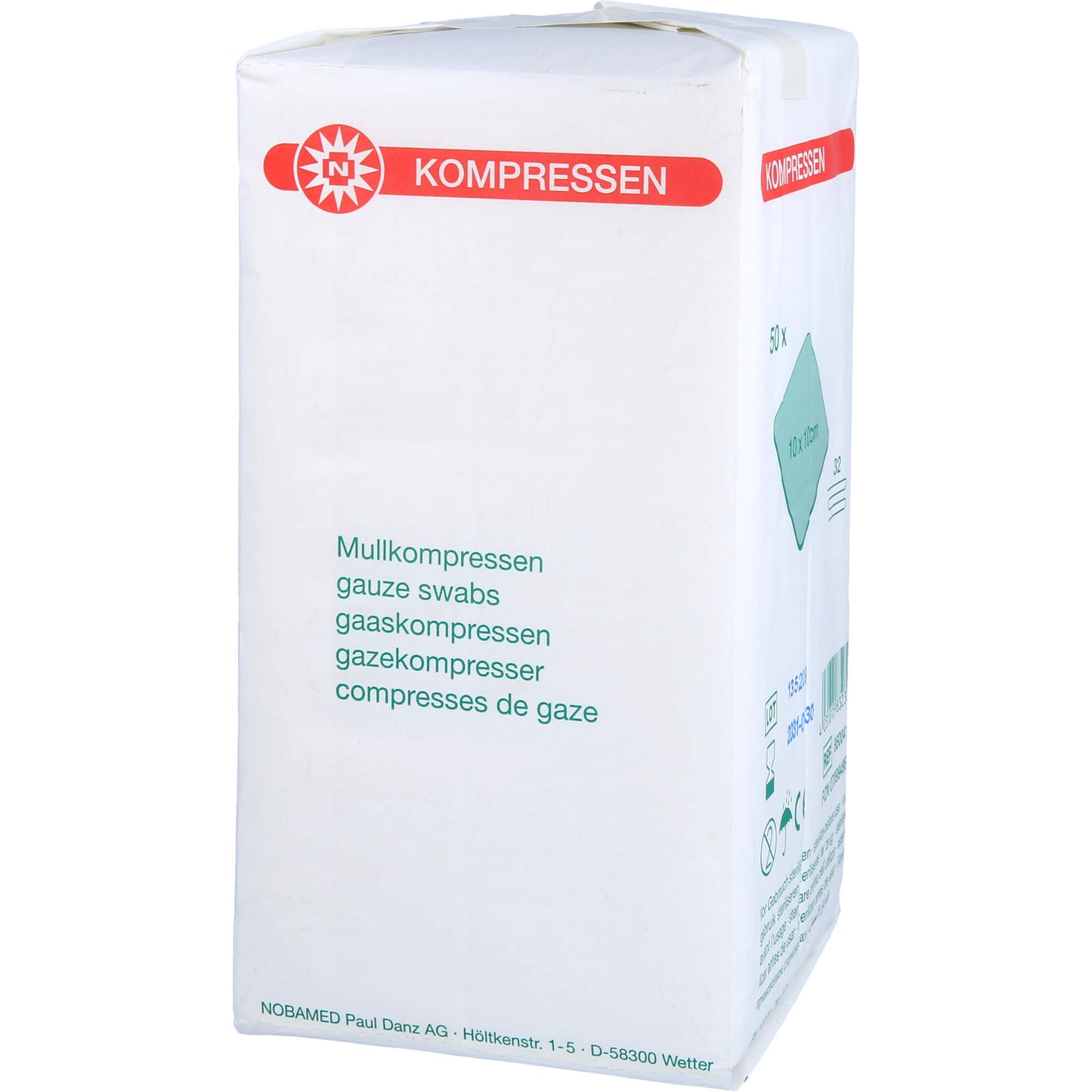 MULLKOMPRESSEN 10x10 cm unsteril 32fach 50 St