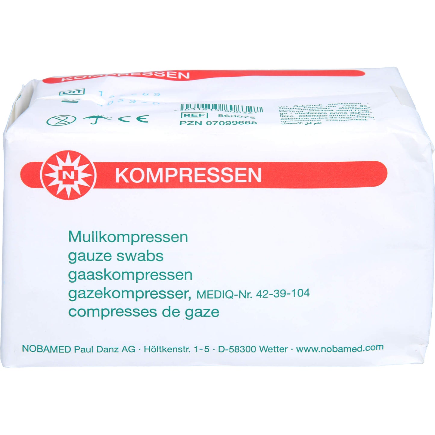 MULLKOMPRESSEN 7,5x7,5 cm unsteril 8fach 100 St