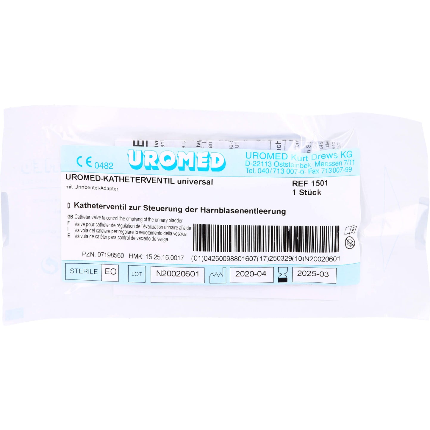 UROMED Katheterventil m.Adapter f.Btl.1501 1 St