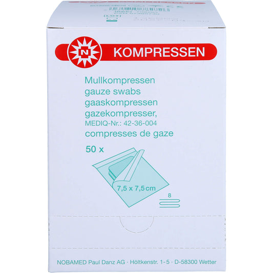 MULLKOMPRESSEN 7,5x7,5 cm steril 8fach 50X2 St