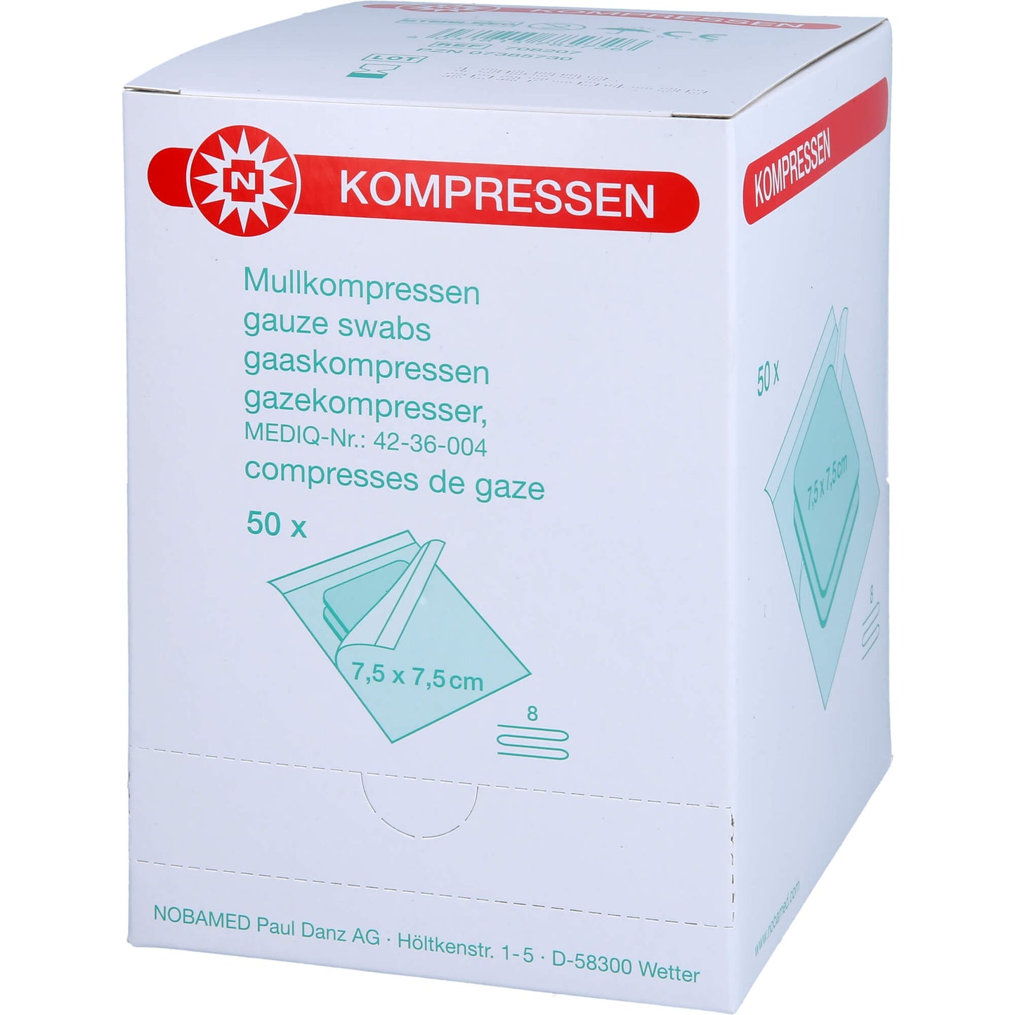 MULLKOMPRESSEN 7,5x7,5 cm steril 8fach 50X2 St